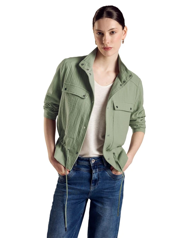 Street One Women's A212176 Muslin Jacket, Soft Moss Green, 10