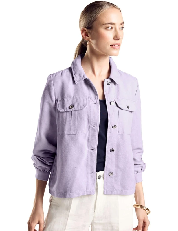 Street One Women's A212175 Overshirt Corduroy Jacket, Bright Lilac, 16