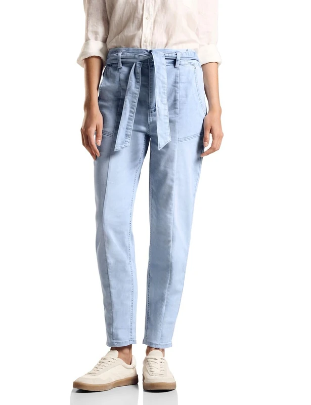 Street One Women's A377742 Paperbag Jeans, Light Blue (Light Blue wash), 25W x 28L - Image 1