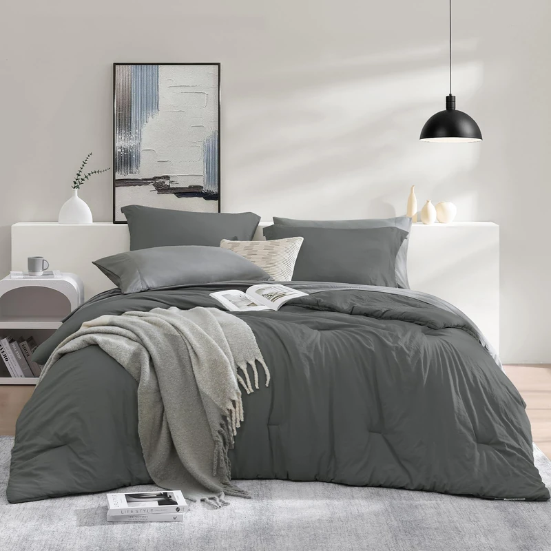 Queen Comforter Set-7 Pieces Soft Prewashed Bed in a Bag Queen Bedding Sets