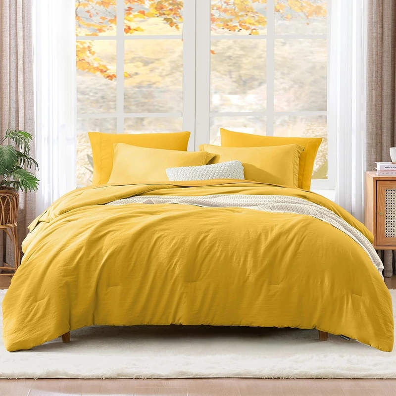 King Size Comforter Set- 7 Pieces Prewashed Bed in a Bag King Bedding Sets