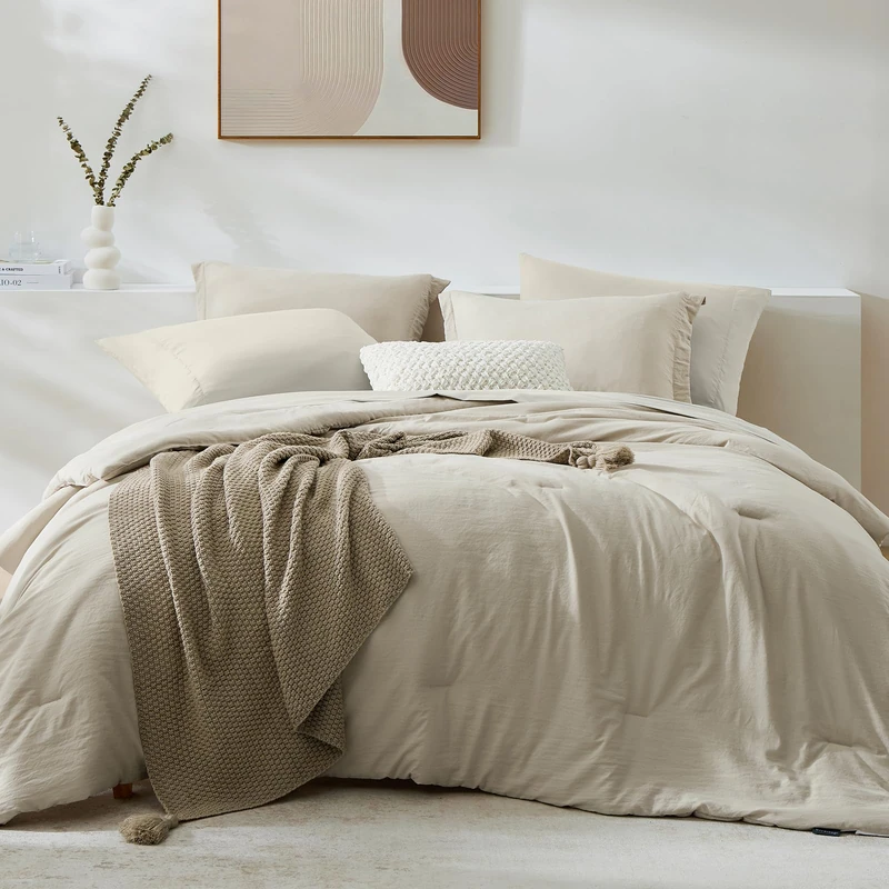 King Size Comforter Set- 7 Pieces Prewashed Bed in a Bag King Bedding Sets