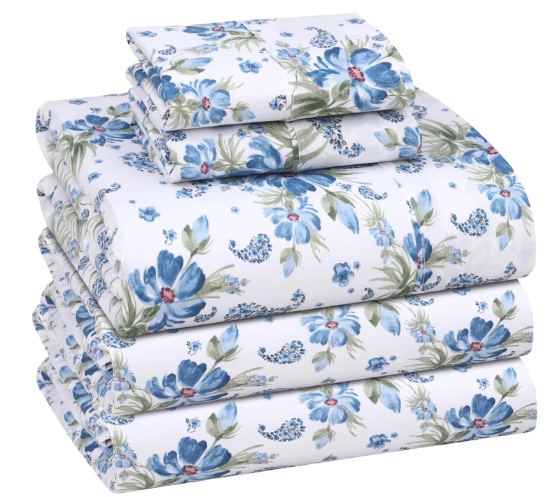 Ruvanti 100% Cotton Percale Sheets Split King Size, Paislyona