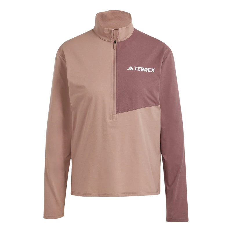 adidas Women's Terrex Multi CLIMACOOL Half Zip Long Sleeve, Warm Clay, 3XL