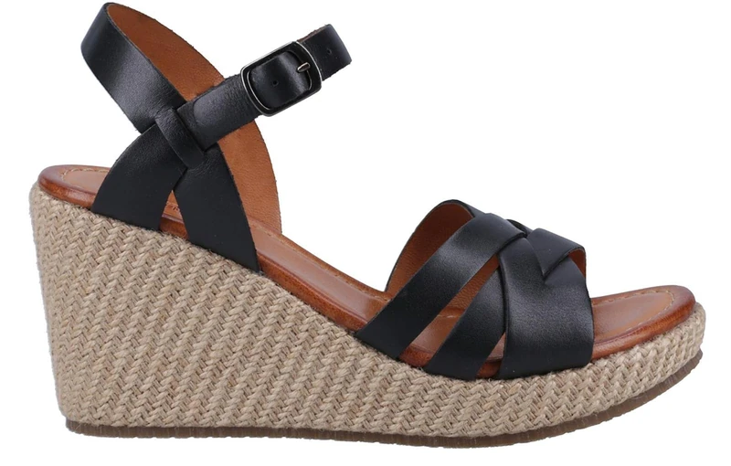 Hush Puppies Female Phoebe Wedge Sandal, Black, 7