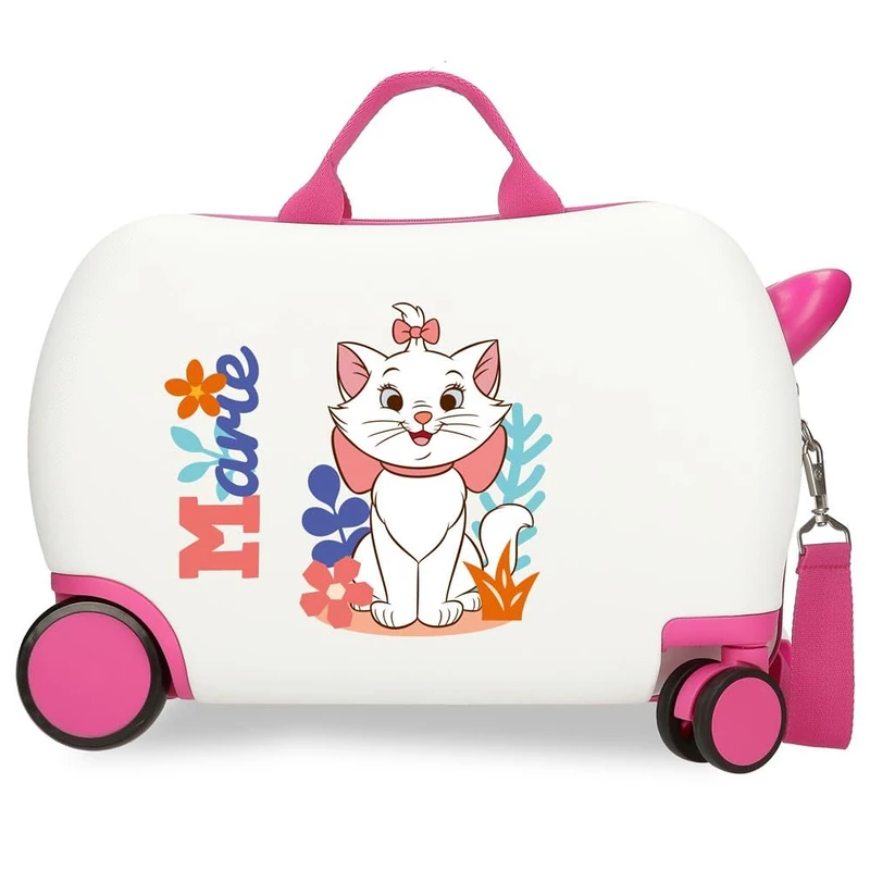 Joumma Disney Marie in White Children's Suitcase White 45x31x20cm Hard Shell ABS 24.6L 1.8 kg 4 Wheels Hand Luggage, White, Children's Suitcase
