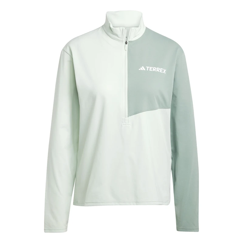 adidas Women's Terrex Multi Climacool Half Zip Long Sleeve, Linen Green, M