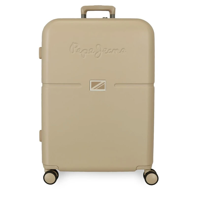 Pepe Jeans Accent Valise cabine, Deux compartments, en polypropylène résistant et léger, 4 pivoting roulettes, serrure à Combinaison latérale, par Joumma Bags, Beige, 48x70x28 cms, Valise moyenne