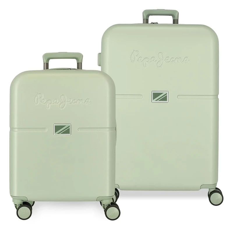 Pepe Jeans Accent Luggage Set Black 55/70 cm Rigid ABS Integrated TSA Closure 116L 6.7 kg 4 Double Wheels Hand Luggage by Joumma Bags, Black/White, Suitcase Set