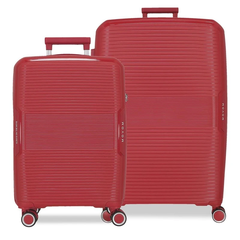Movom Inari Luggage Set Red 55/68 cm Rigid Polypropylene TSA Lock 113L 6.5 kg 4 Wheels Double Hand Luggage, red, Suitcase Set