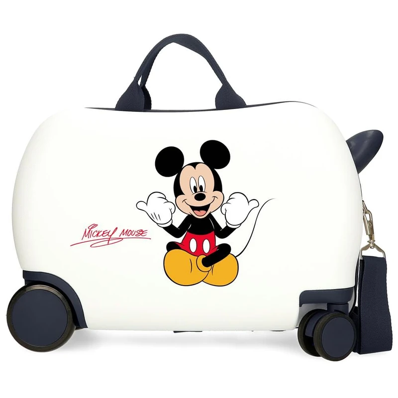 Joumma Disney Mickey Cheerlful Children's Suitcase White 45x31x20cm Hard ABS 24.6L 1.8 kg 4 Wheels Hand Luggage, White, Children's Suitcase