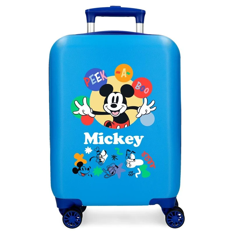 Disney Joumma Bags Mickey Peek a Boo, Children's Suitcase, Made of ABS, Four Double Wheels with Multi-Directional Swivel, Side Combination Lock, Interior with Two Compartments., Blue, Suitcase - Image 1
