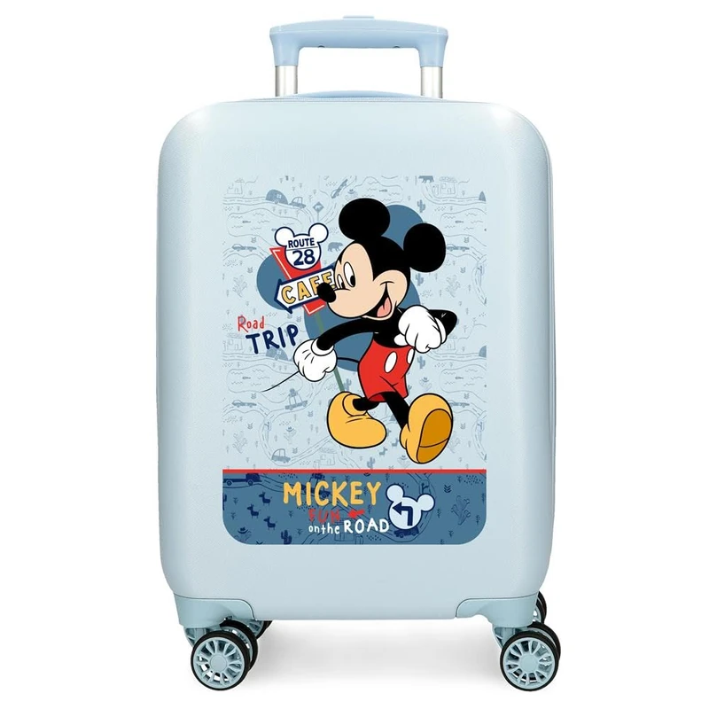 Joumma Disney Mickey Road Trip Cabin Suitcase Blue 33x50x20cm Hard ABS Combination Lock Side 28.4L 2kg 4 Wheels Double Luggage Hand Luggage, Blue, Cabin Suitcase