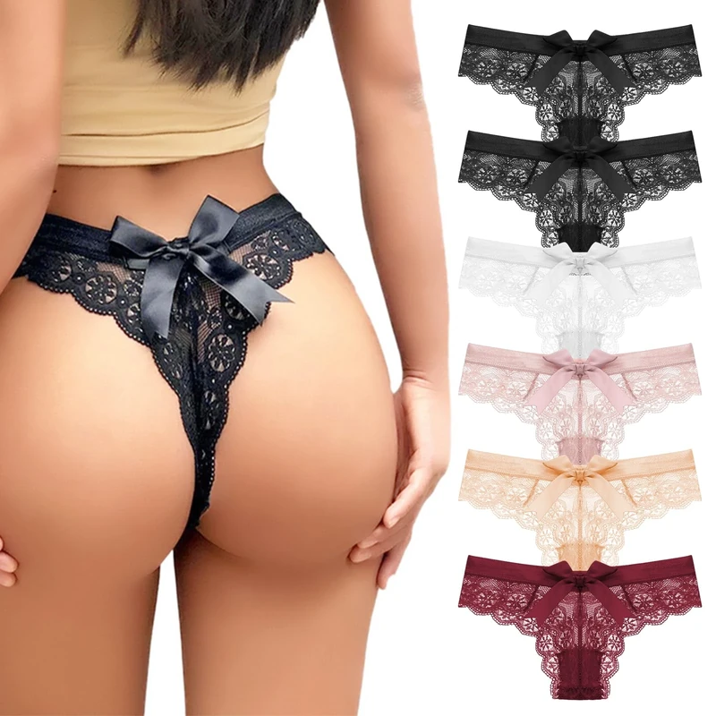 SHAINE Sexy Lace Thongs for Women - 6pcs Low Waist Bikini Set - Image 1