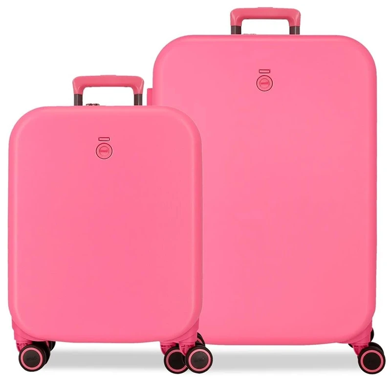 Enso Joumma Bags Annie Cabin Suitcase Luggage Interior with Two Compartments Made of ABS Material Durable and Lightweight, 4 Swivel Wheels Side Combination Lock, Pink, Suitcase Set - Image 1
