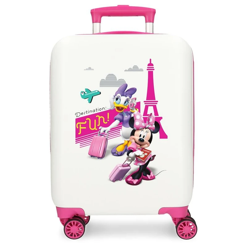 Disney Joumma Minnie Party Cabin Suitcase White Children's Suitcase, Hard ABS Side Combination Lock 28.4L 2 kg 4 Double Wheels Hand Luggage, Paris, Suitcase