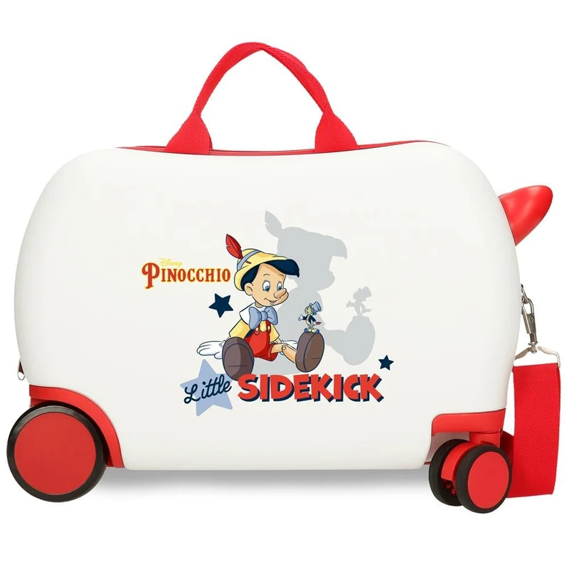 Disney Joumma Pinocchio & Litle Sidekick Children's Suitcase White 45x31x20cm Hard ABS 24.6L 2kg 4 Wheels Hand Luggage, White, Children's Suitcase