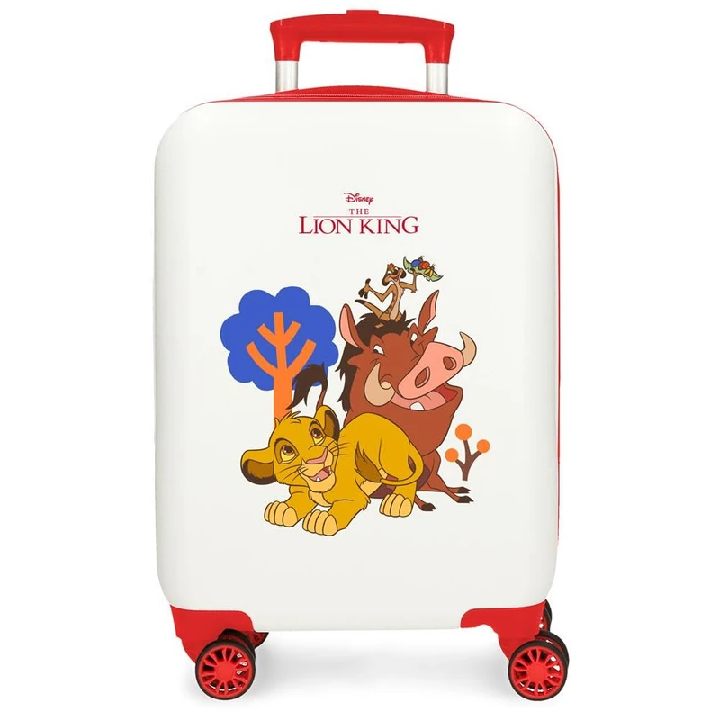 Joumma Disney Simba & Friends Cabin Suitcase White 33 x 50 x 20 cm Rigid ABS Side Combination Lock 28.4L 2 kg 4 Double Wheels Luggage Hand Luggage, White, Cabin Suitcase