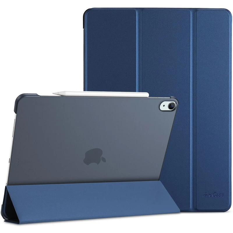 ProCase for iPad Air 13 Inch Case M3 2025/ M2 2024, Slim Smart Cover iPad 13 Air M3 M2 Case with Translucent Hard Shell Back, Support Touch ID, Auto Wake/Sleep -Navy