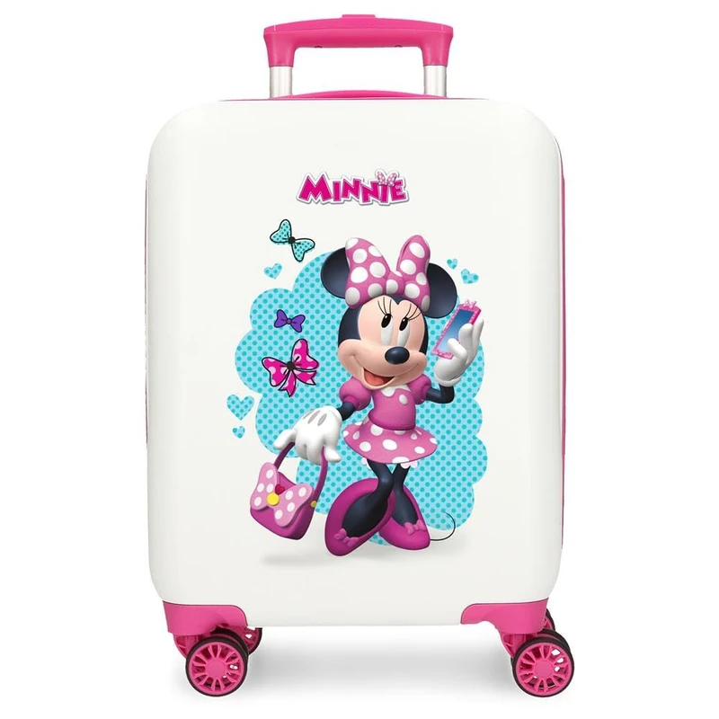 Joumma Disney Good Mood Cabin Suitcase White 33 x 50 x 20 cm 34 x 55 x 20 cm Rigid ABS Combination Lock Side 28.4 L 2 kg 4 Double Wheels Luggage Hand Luggage, White, 50cm Suitcase