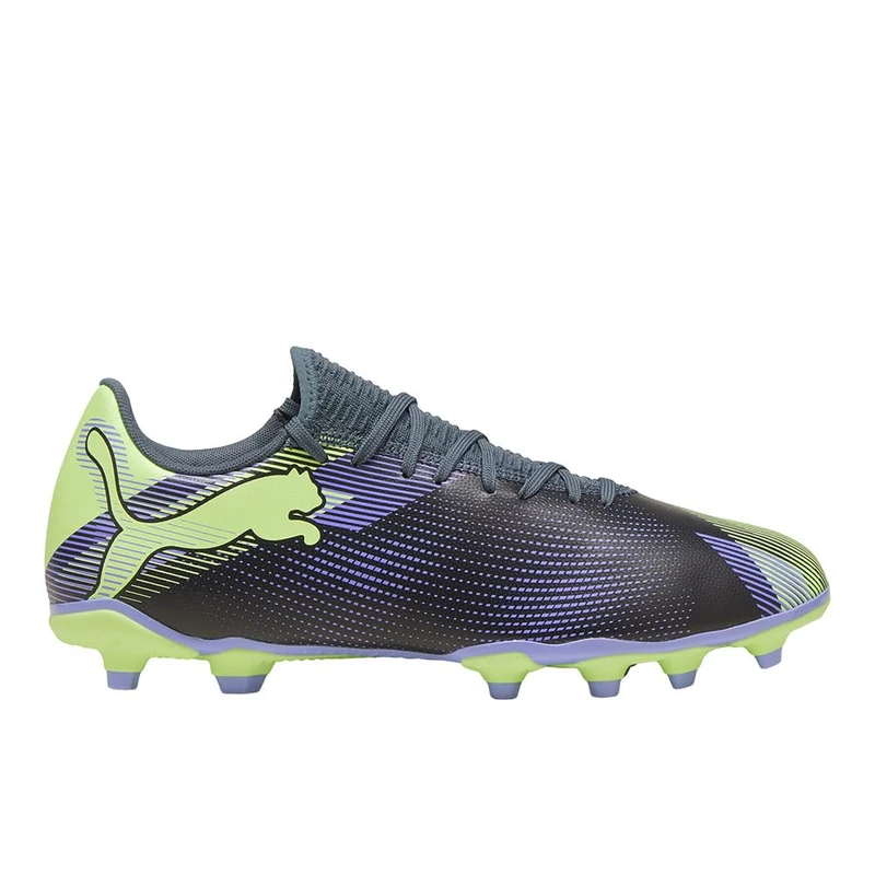 PUMA Men's Future 7 Play Firm, Artificial Ground Soccer Cleats Sneaker, Gray Skies-Elektro Purple-Fizzy Apple White, 10 UK