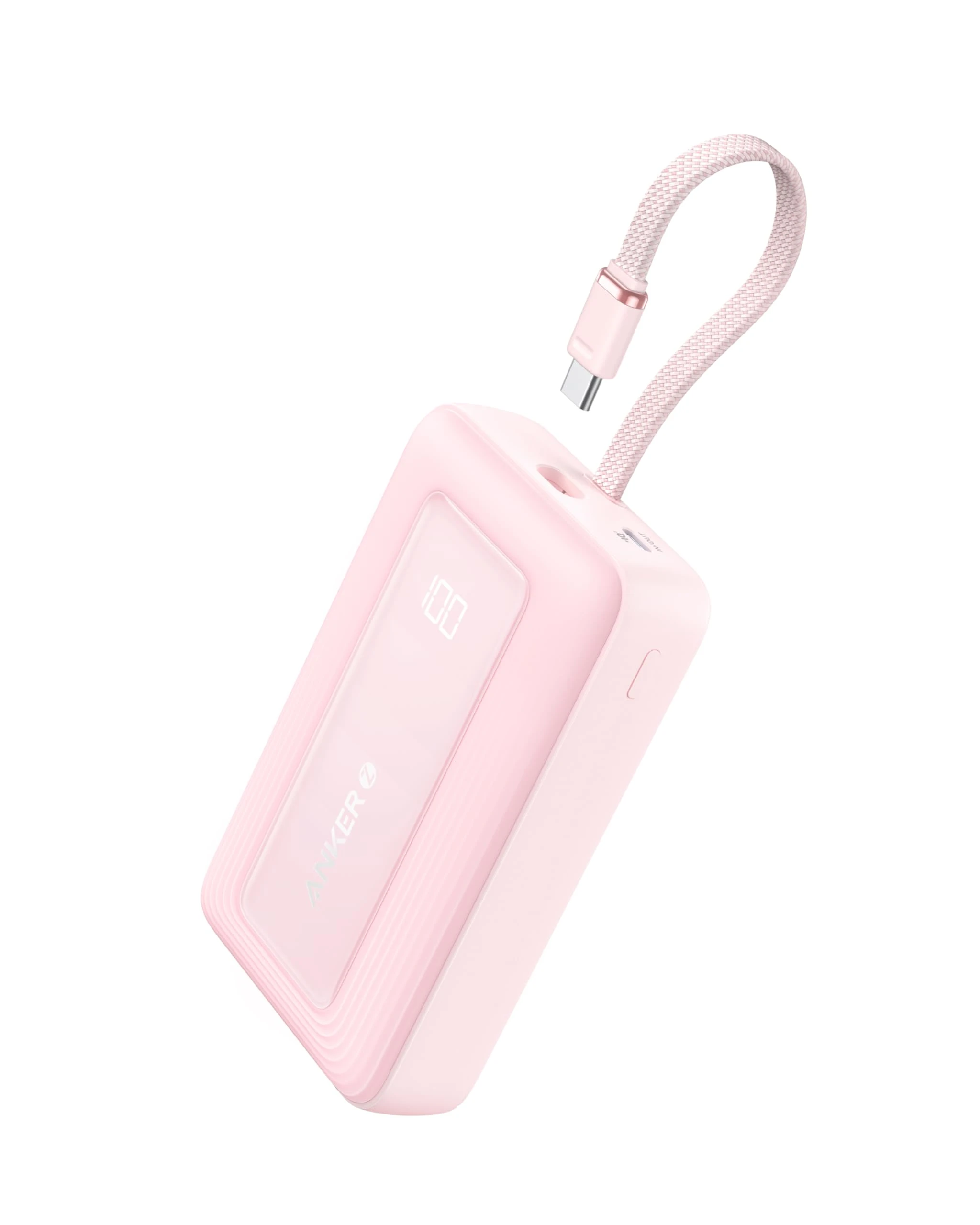 Anker Zolo Power Bank(2025 Upgrade), 20,000mAh 30W High-Speed Portable Charger with Built-In USB-C Cable, Battery Pack For iPhone 16/16 Plus/16 Pro/16 Pro Max/15 Series, Galaxy (Pink)