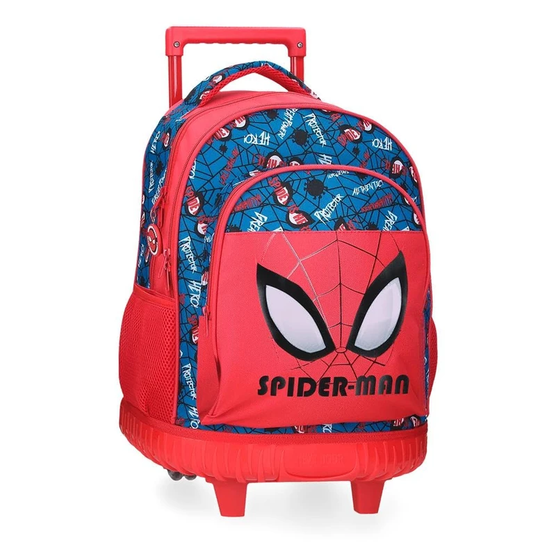 Marvel Disney Spiderman Authentic Preschool Backpacks School Backpack Polyester Wide Adjustable Shoulder Strap Double Pocket By Joumma Bags, red, backpack with wheels - Image 1