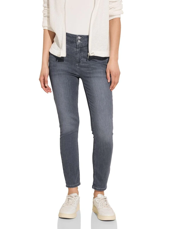 Street One Women's A377258 Slim and high Jeans, Steel Grey Washed, 31W x 26L