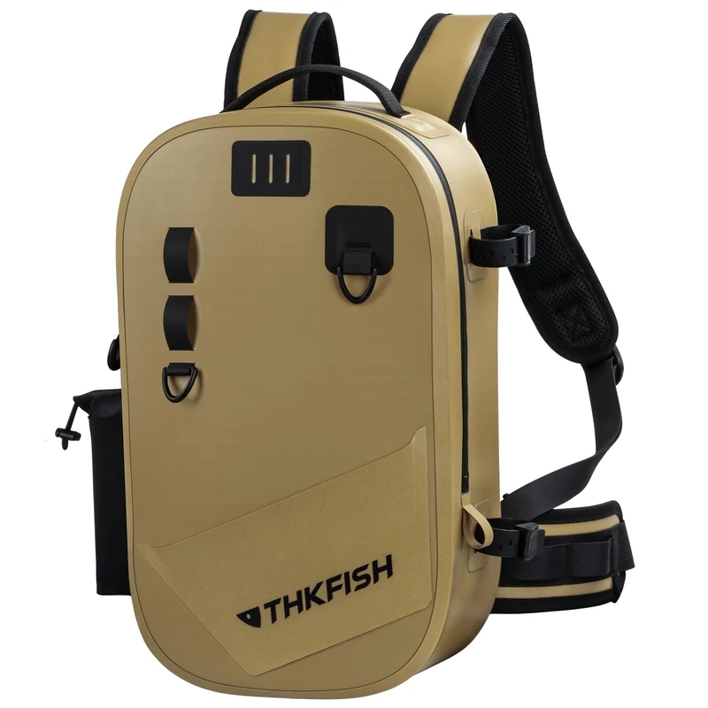 THKFISH Waterproof Fishing Backpack, Brown, 9L, Lightweight, Adjustable Straps, Model 08 - Image 1