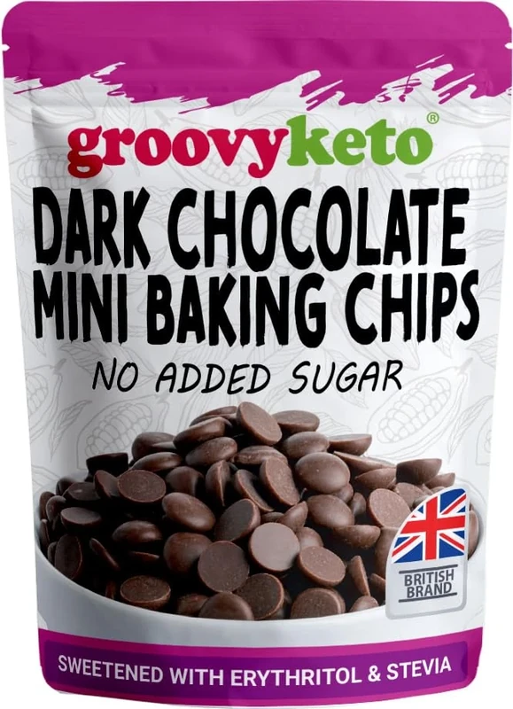 Groovy Keto Sugar Free Dark Chocolate Chips Buttons | Baking Chips | Diabetic Friendly Low Carb Chocolate | Keto Friendly | No Added Sugar | 210g Resealable Pouch