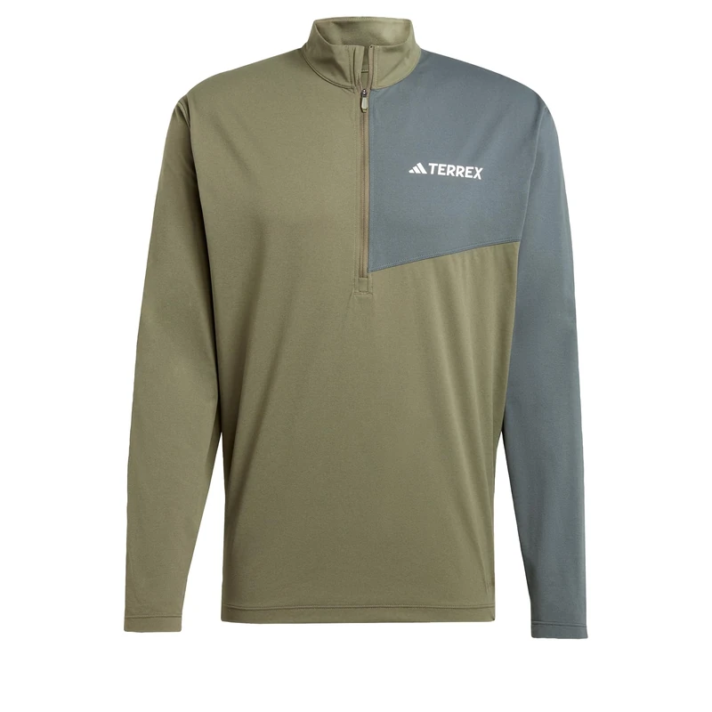 adidas Men's Terrex Multi CLIMACOOL Half Zip Long Sleeve, Olive Strata, L