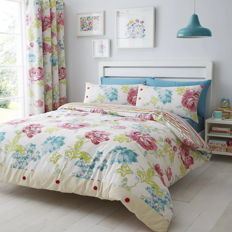 Catherine Lanfield Bed Linen STAB Stitch Floral 220 x 240 + 2 (80 x 80 cm)