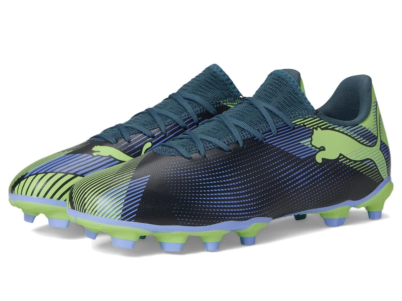 PUMA Men's Future 7 Play Firm, Artificial Ground Soccer Cleats Sneaker, Gray Skies-Elektro Purple-Fizzy Apple White, 9 UK