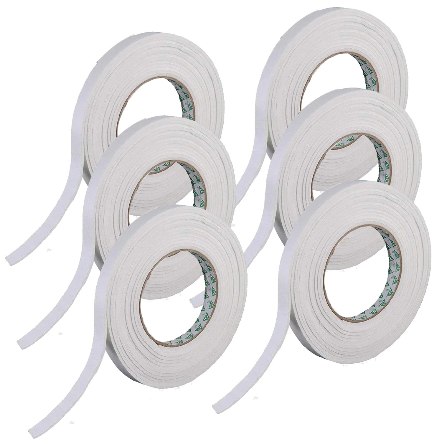 6 Rolls Self Adhesive Foam Tape 9mm Wide, 5mm Thick, 5M Long, White Colour, Weather Stripping Door and Window Seals, Door Draught Excluder (6 Rolls, 30 Meters)