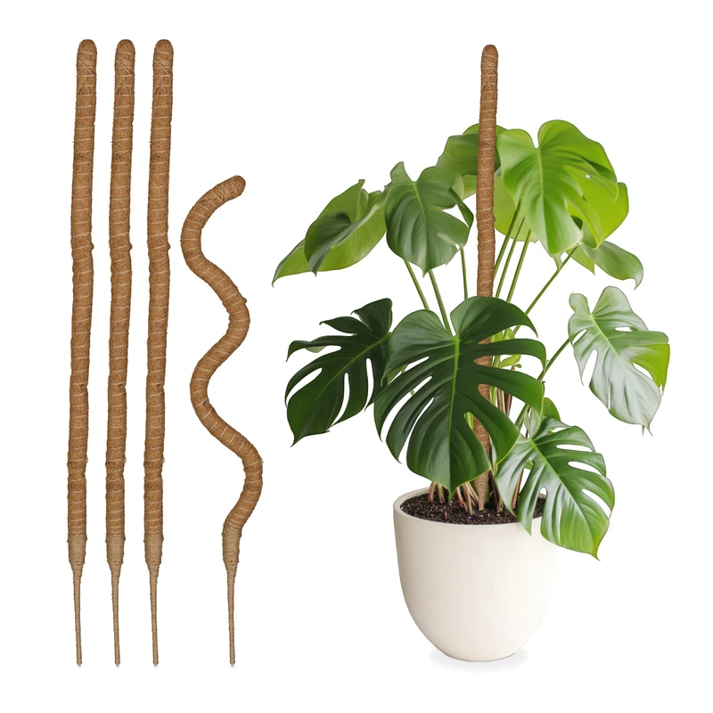 Relaxdays Coconut Sticks in a Set of 5, Flexible Plant Rods, for Monstera, Ivy and more, 90 cm Long, Coir Fibre, Natural, Coco, 90 x 3 x 3 cm