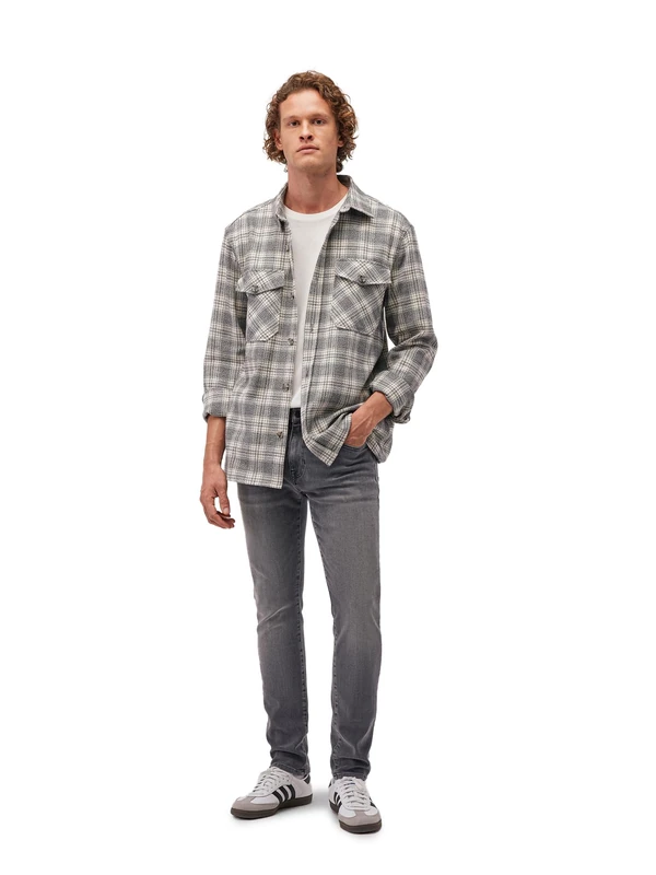 Mavi Men's Shirt, Grey Marl Check, S
