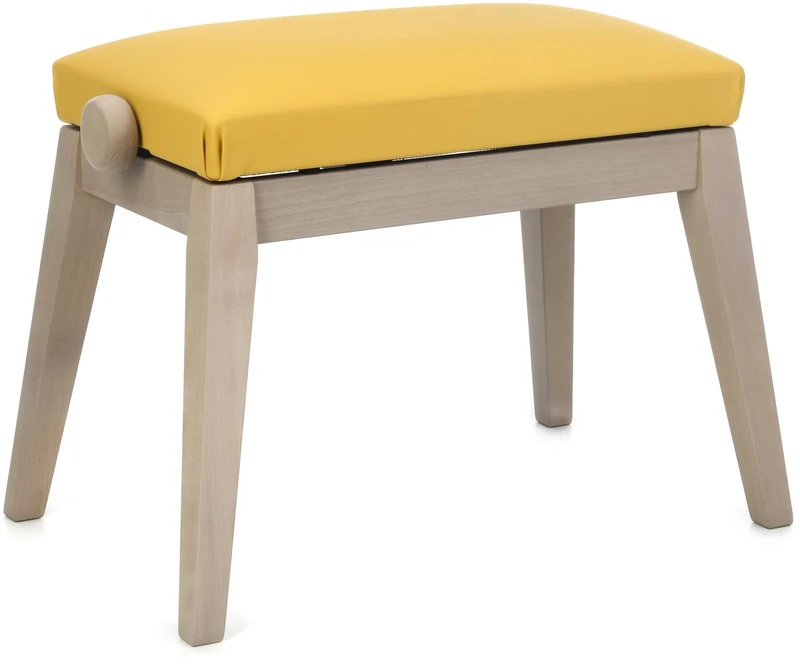 K&M - Grey piano bench, yellow imitation leather seat