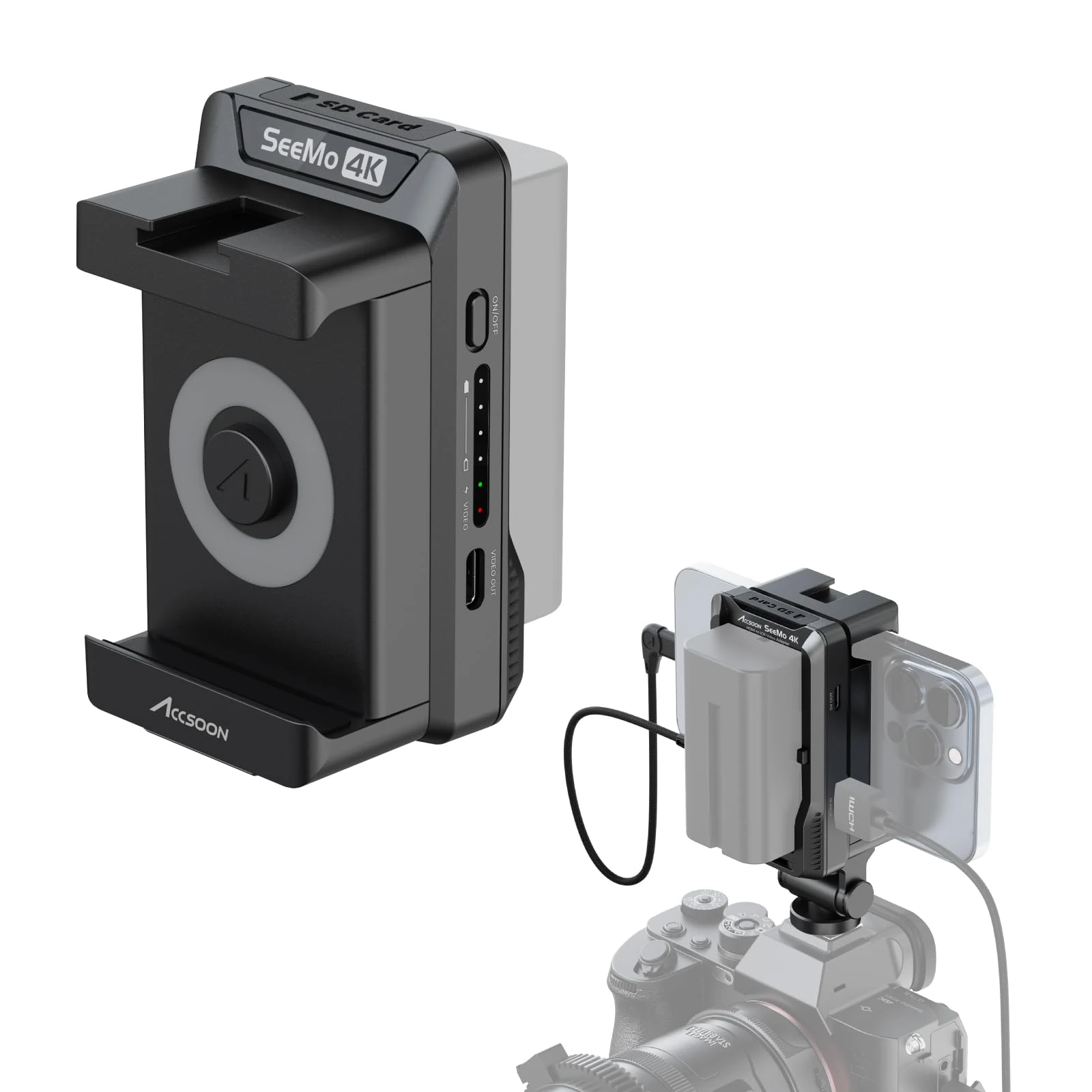 Accsoon - SeeMo Pro 4K for iOS - MFI Certified Video Capture Adapter HDMI to USB-C/Lightning