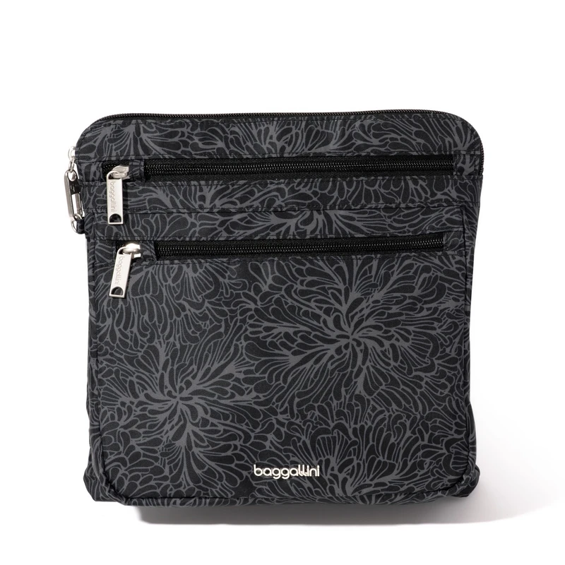 Baggallini Women's Securtex Anti-Theft Large Crossbody, Midnight Blossom Print, w x 10" h