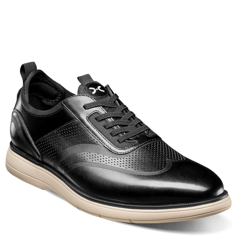 Stacy Adams Men's Edgewood Wingtip Elastic Lace Oxford, Black, 9.5 UK