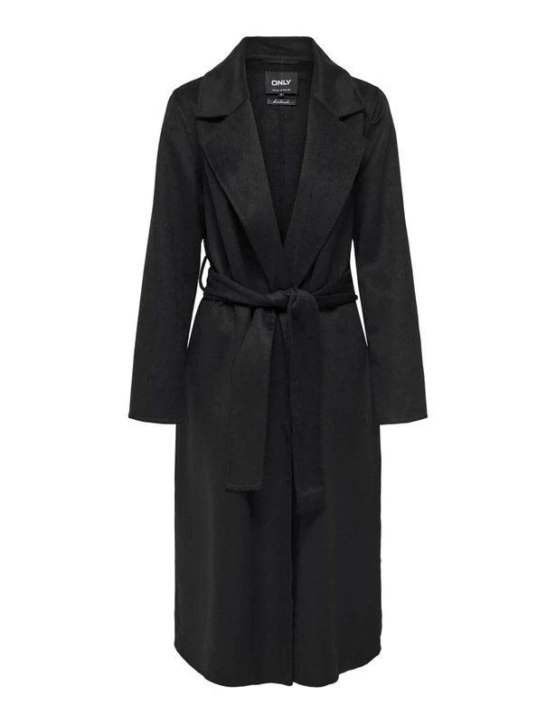 ONLY Women's Onlbelina Belted Handmade Wool Coat OTW, Black, XS