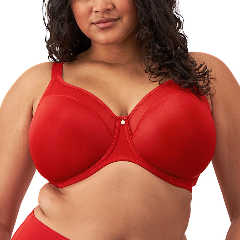 Elomi Women's Smooth: Ultimate Support & Comfort with Aerocool Fabric. Molded Cups, Tulle Top Cup, Soft Underband. DD+ Bras, Haute Red, 34J US
