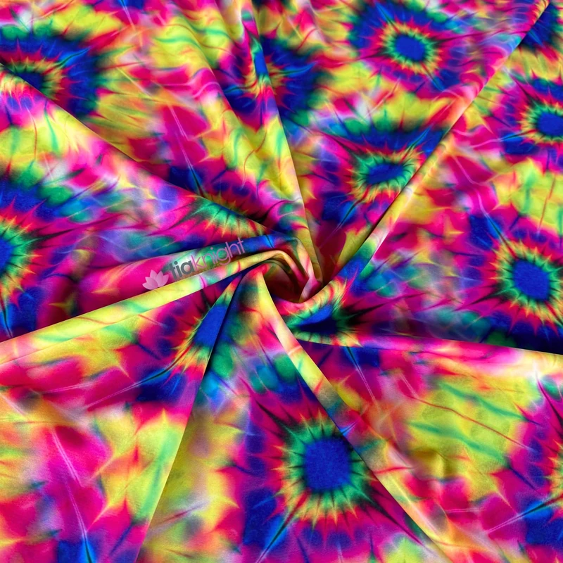 Premium Quality Printed Matte Nylon Lycra | 4 Way Stretch Swim Wear, Dance Leotard, Leggings Material | 50+ Colours/Prints in Stock | Sold by The Metre | by Tia Knight (Rainbow Tie Dye)