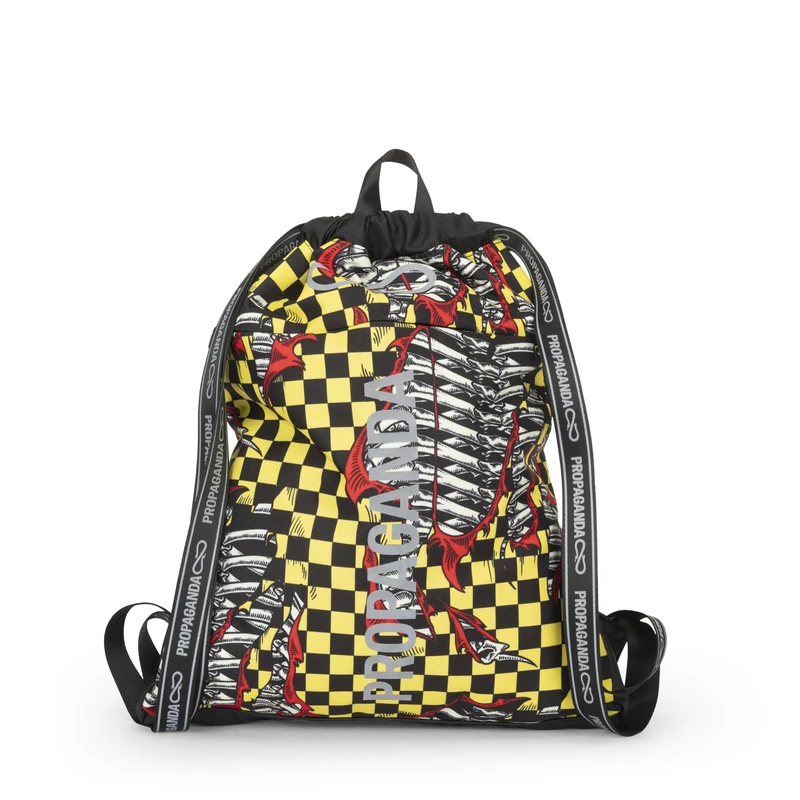 Franco Cosimo Panini Unisex Drawstring Backpack – Children and Teenagers, Black/Yellow, 42x35x5, Casual - Image 1