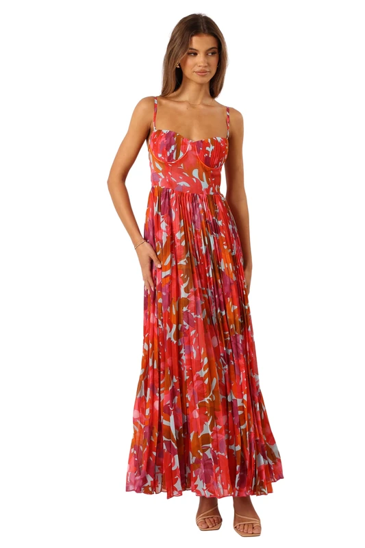 Petal & Pup Women's Achanti Pleated Maxi Dress Formal Night, Pink Azalea, L