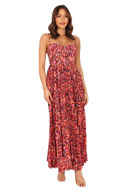 Petal & Pup Women's Achanti Pleated Maxi Dress Formal Night, Pink Multi, L - Image 1