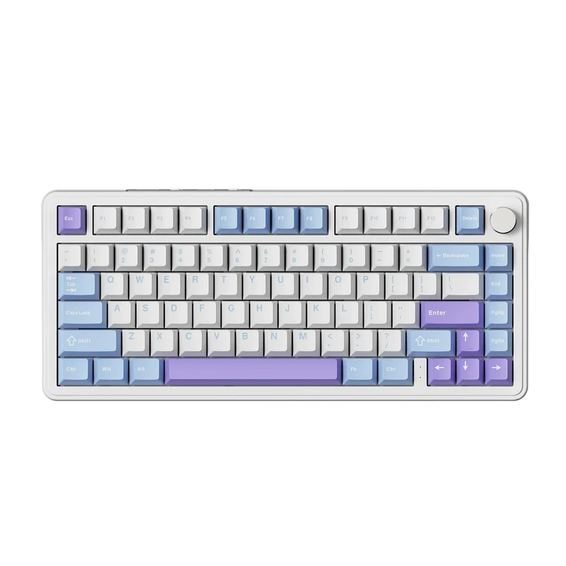 ATTACK SHARK X85 Gasket Mechanical Keyboard with Knob,75% Tri-Mode(BT5.0/2.4G/USB-C) Wireless Gaming Keyboard &Five-Layer Padding, RGB,5000mAh,Hot-Swappable, PBT Keycaps for Win/Mac(Blue White)