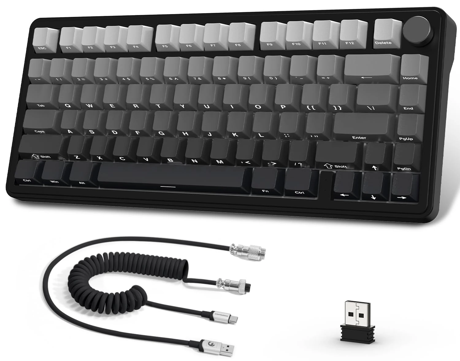 AJAZZ x ATTACK SHARK X85 Gasket Mechanical Keyboard,75% Wireless Gaming Keyboard with Knob,5-Layer Padding,PBT Side-Printed Keycap,BT5.1/2.4Ghz/USB-C Wired,Hot-Swap Linear Switch,RGB,NKRO,for PC,MAC