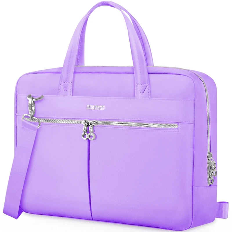 Ferkurn Laptop Bag Case for Women Men Briefcase Messenger Computer Bag with Shoulder Compatible with Macbook Pro/Air, HP Pavilion, XPS, Ideapad, ASUS, Acer, Samsung, Purple, 17 17.3 Inch