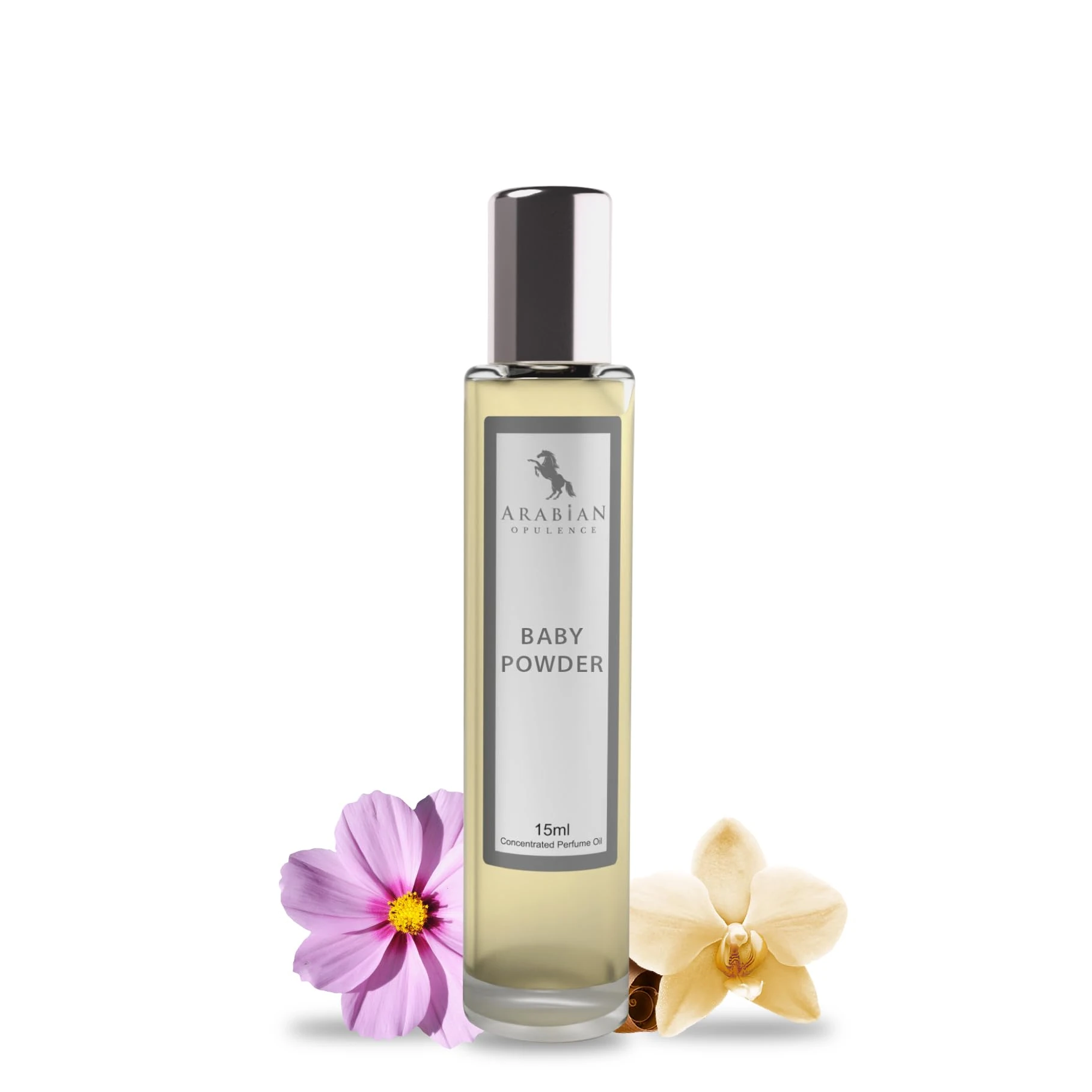 Arabian Opulence Baby Powder Roll-On Perfume Oil – 15ml Alcohol-Free Concentrated Fragrance for Men & Women – Long-Lasting, Soft Scented Body Oil – Travel-Size Oil-Based Perfume